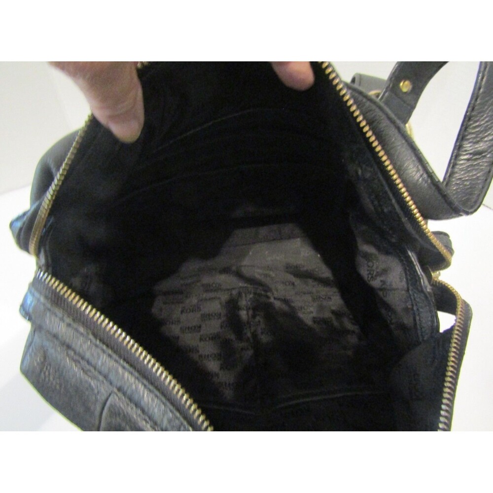 Michael Kors Satchel Bag Fulton Black Pebbled Leather Shoulder Bag Purse - Picture 11 of 12